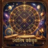 ज्योतिष वर्कबुक का कवर पेज जिसमें बीच में चमकता हुआ सूर्य और 12 भावों वाली कुंडली चक्र बनी है