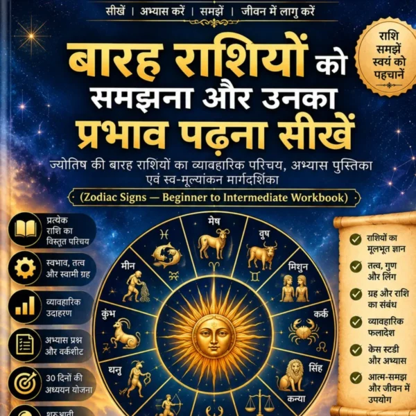 बारह राशियों को समझना और उनका प्रभाव पढ़ना सीखें — ज्योतिष की बारह राशियों का व्यावहारिक परिचय, अभ्यास पुस्तिका